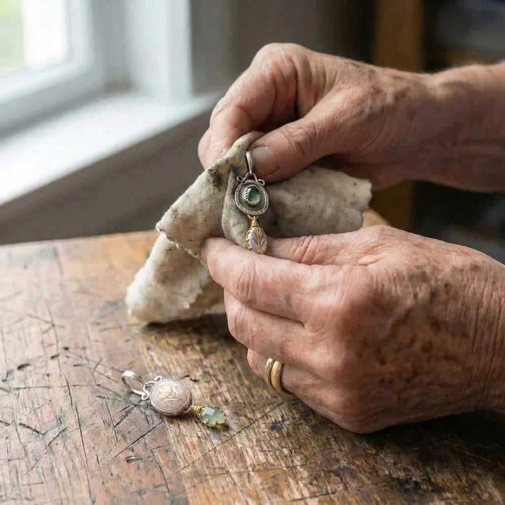 An Elegant Art Nouveau Inspired Gemstone & Enamel Earrings