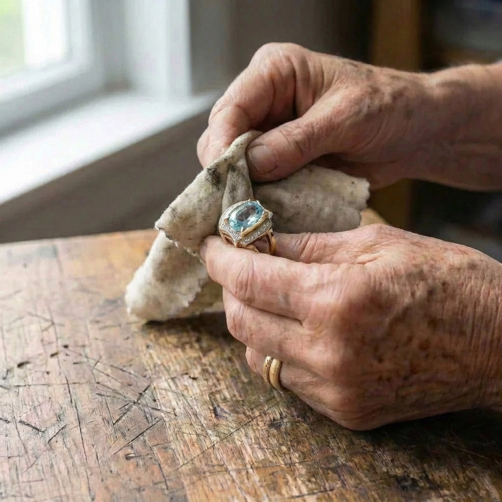 A Vintage Style Oval Aquamarine Accent Ring
