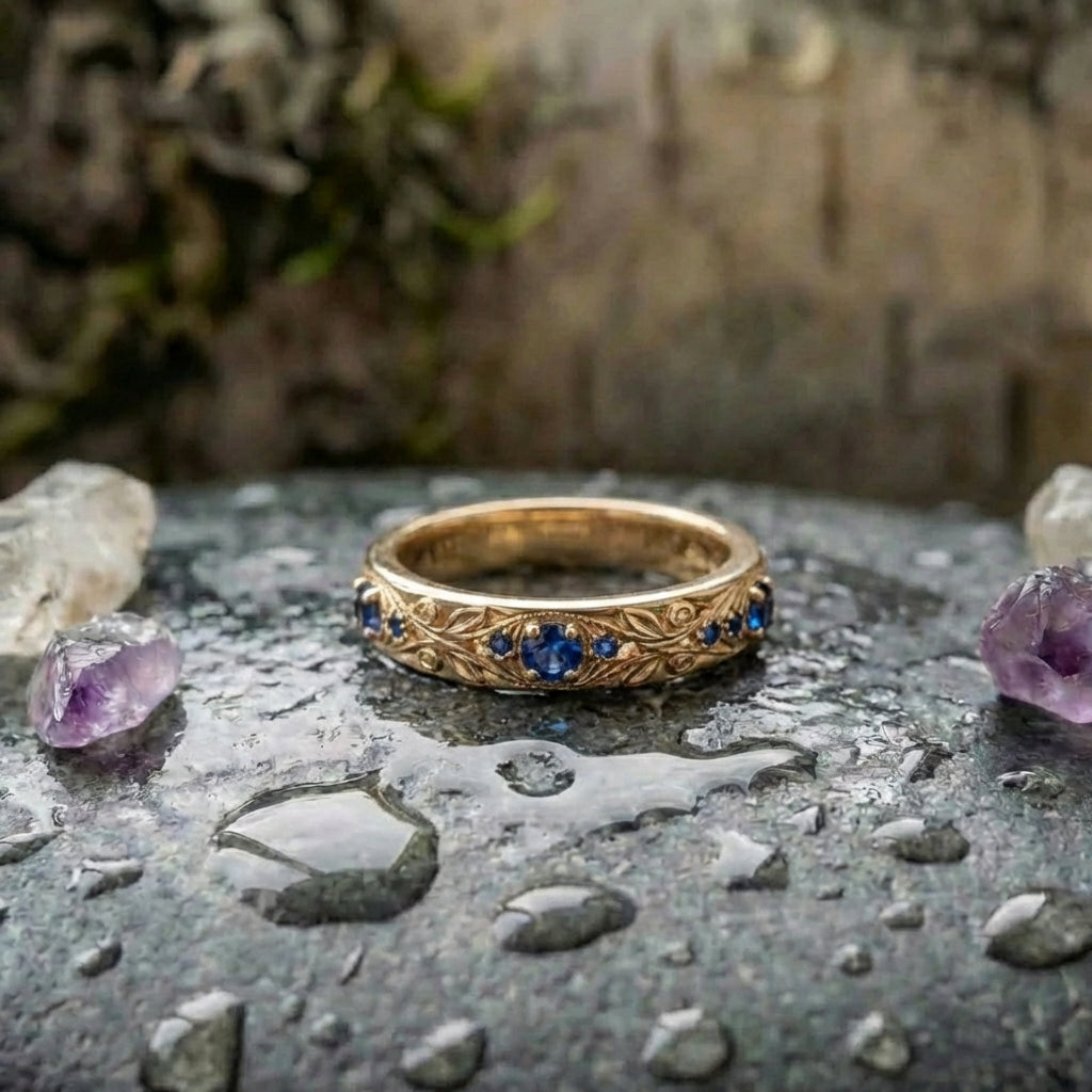 A Vintage Style Gold Engraved Ring