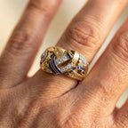 A Vintage Gold Blue Zirconia Ring