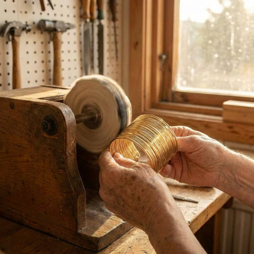 Gold Coil Wire Cuff Open Bracelet