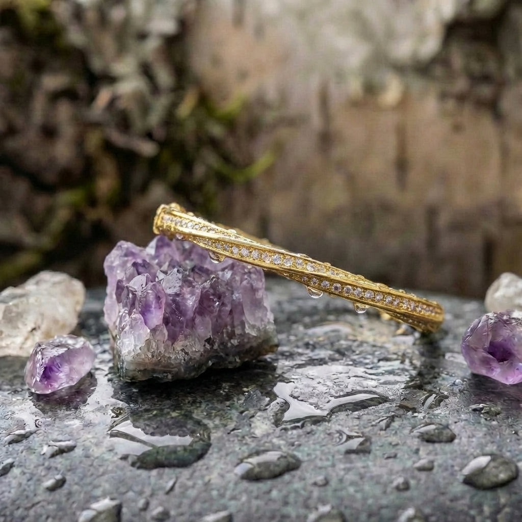 Gold Sleek Double Row Crystal Bracelet