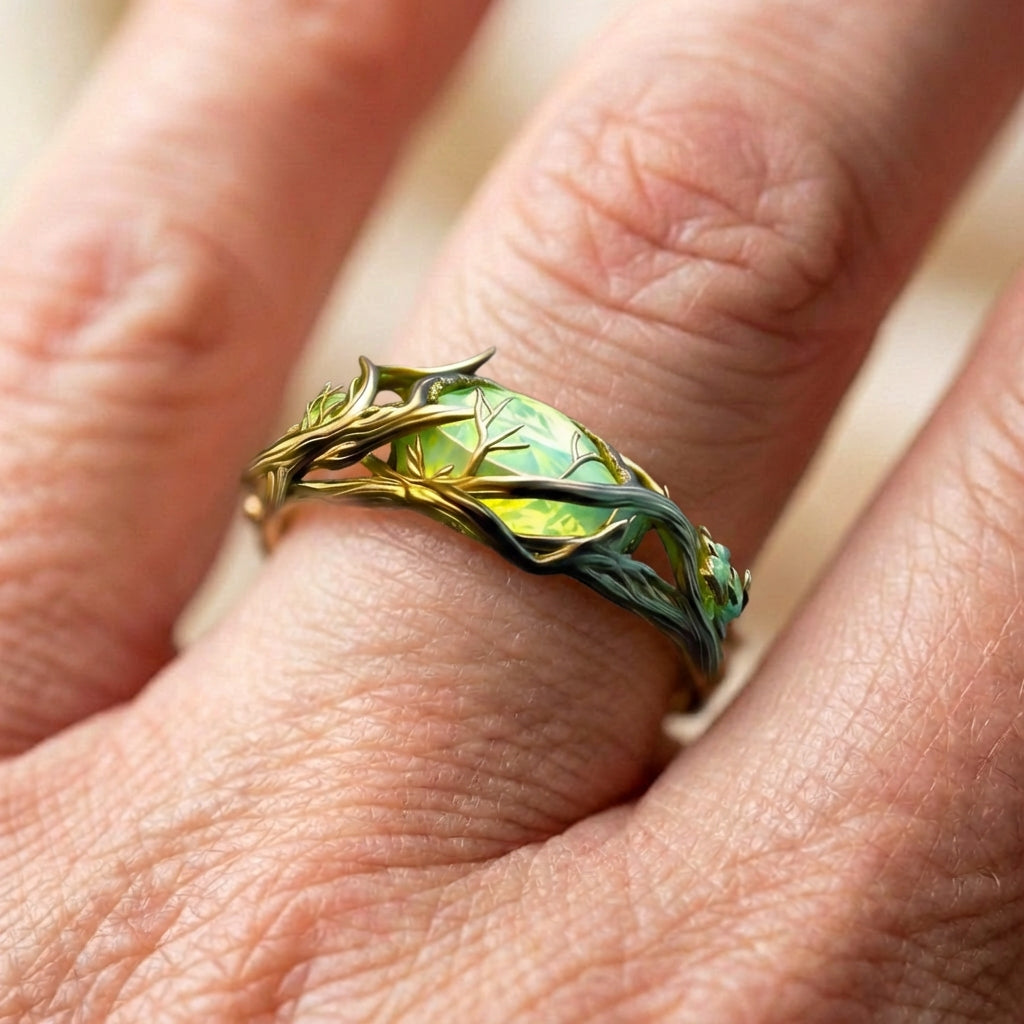 A Green Opal Nature Ring