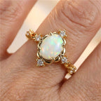 A Handcrafted Gold Opal Gemstone Ring