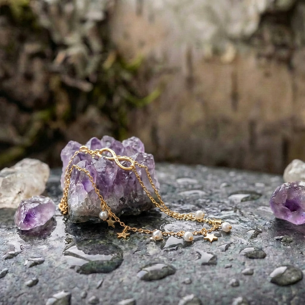 Infinity Anklet Bracelet + Pearls And Stars