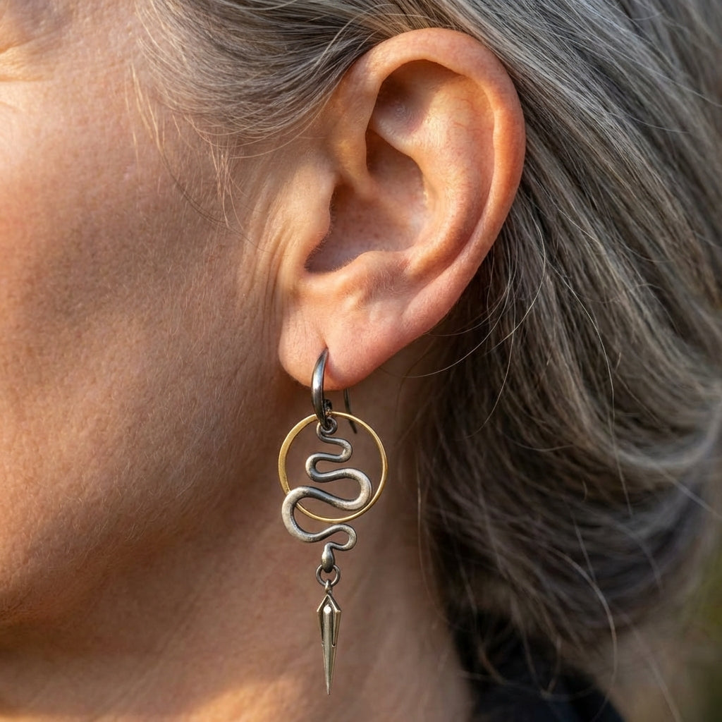 Irregular Geometric Spiral Earrings Serpentine