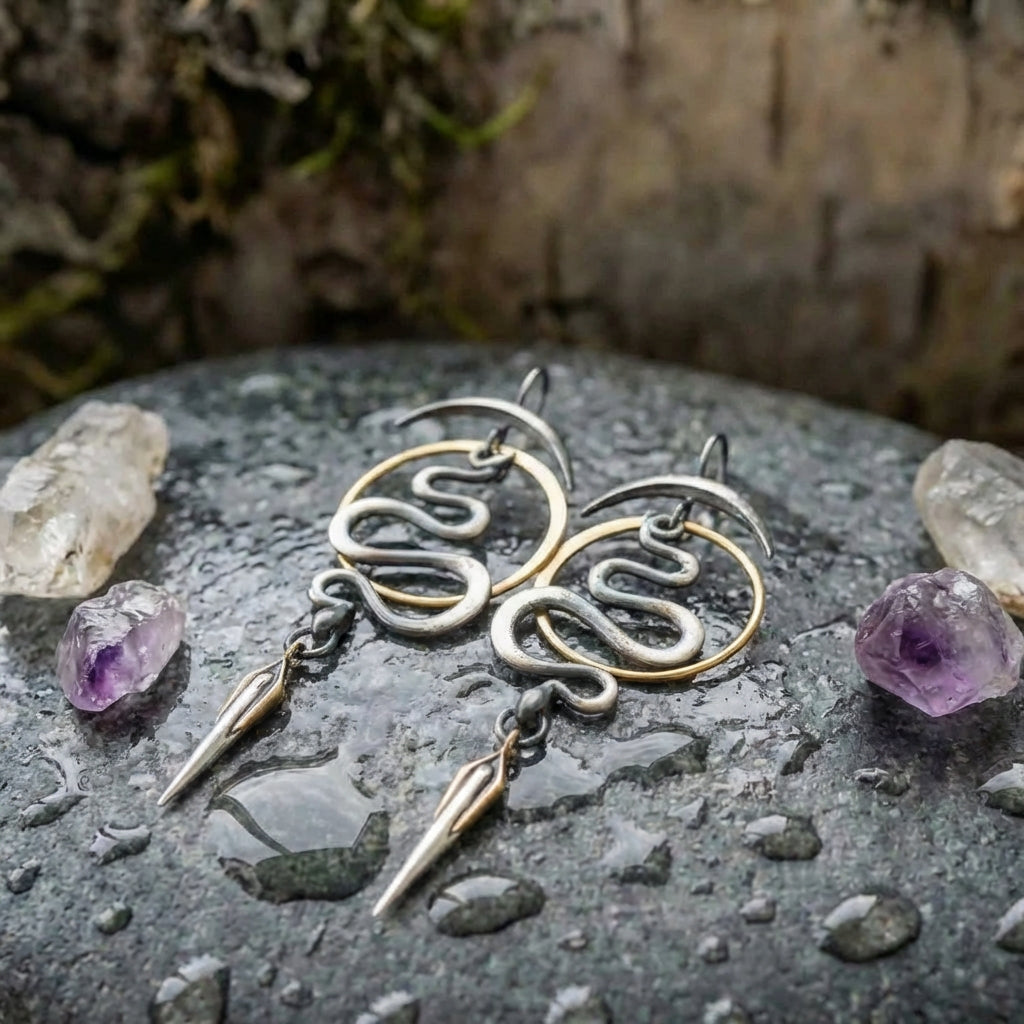 Irregular Geometric Spiral Earrings Serpentine