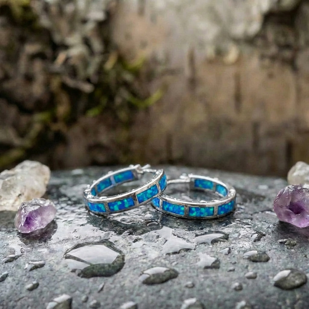 Luxury Silver And Opal Ocean Inspired Earrings