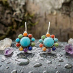 A Multicoloured Turquoise Round Earring Set