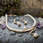 A Natural Pearl Necklace + Earrings Set