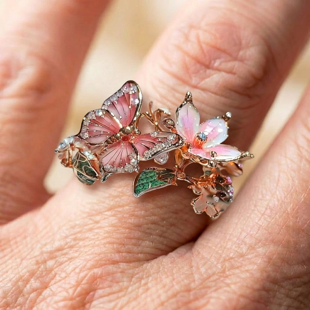 A Nature Bright Butterfly Zirconia Ring