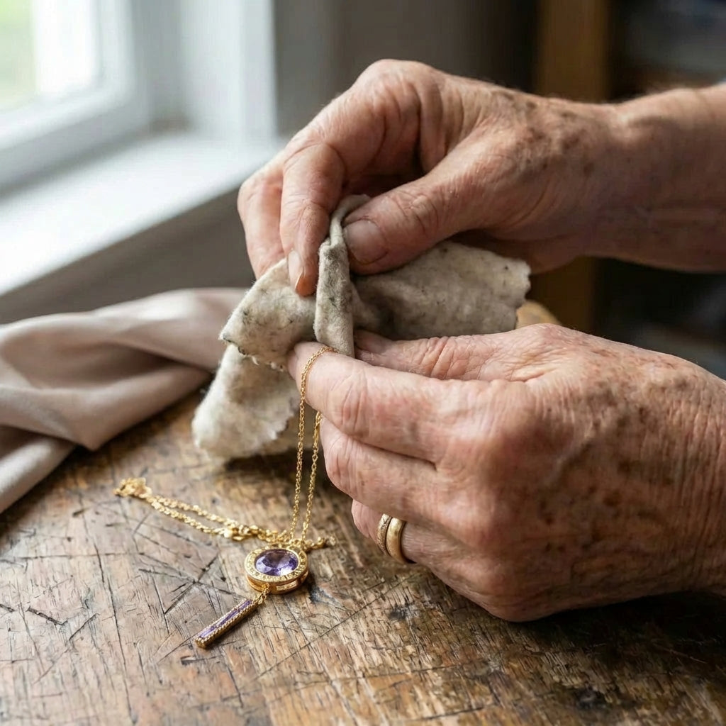 Roman Necklace With Purple Zirconia In Gold