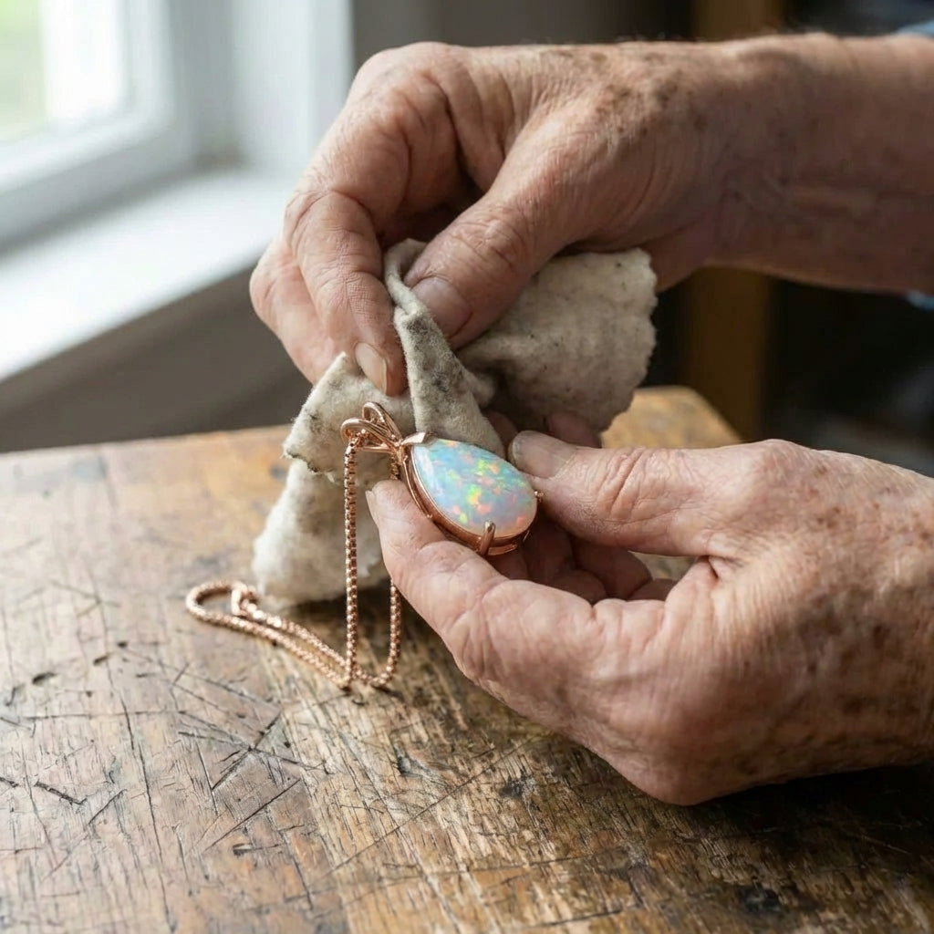 Rose Gold Opal Pendant Necklace