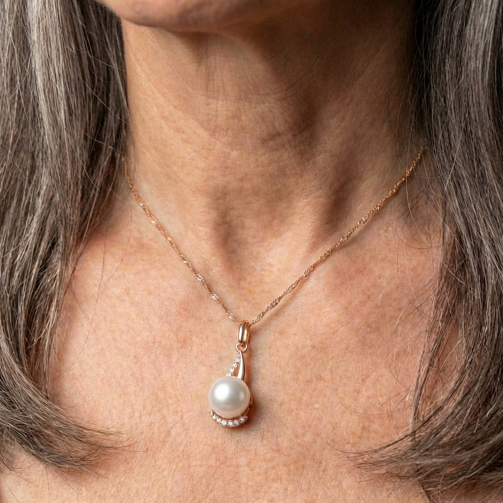 Rose Gold Pearl Pendant Necklace