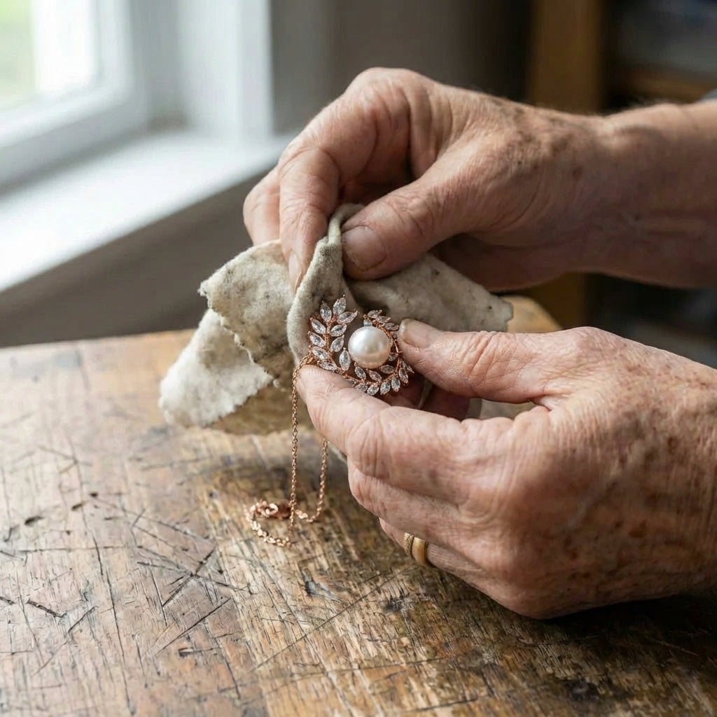 Rose Gold Wreath Pearl Pendant Necklace