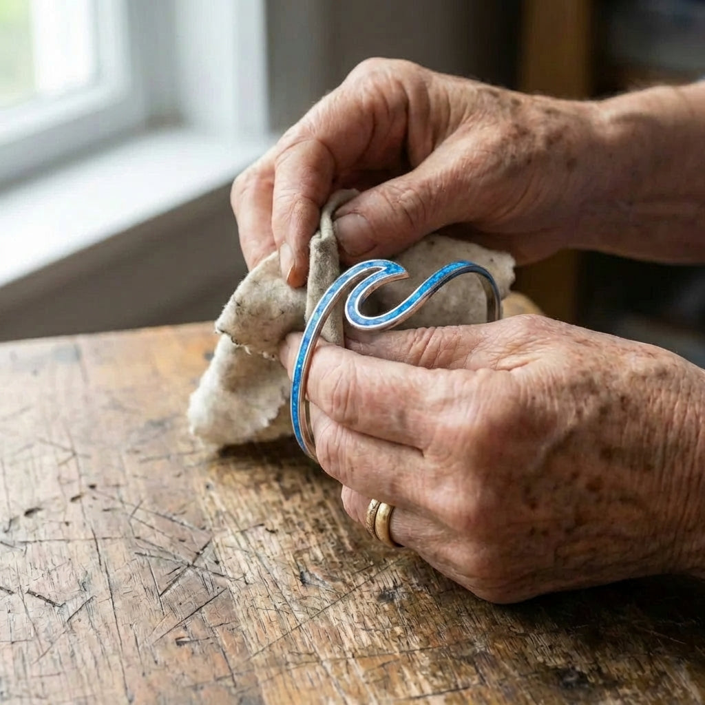 A Sea Wave Opal Bracelet In Silver Sustainable Ocean Inspired Jewelry