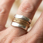 A Silver Golden Threads Ring