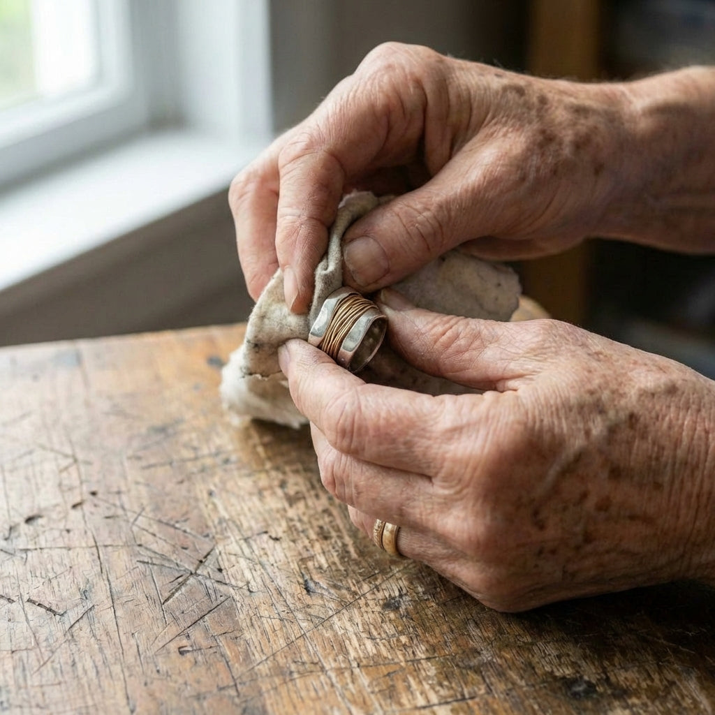 A Silver Golden Threads Ring