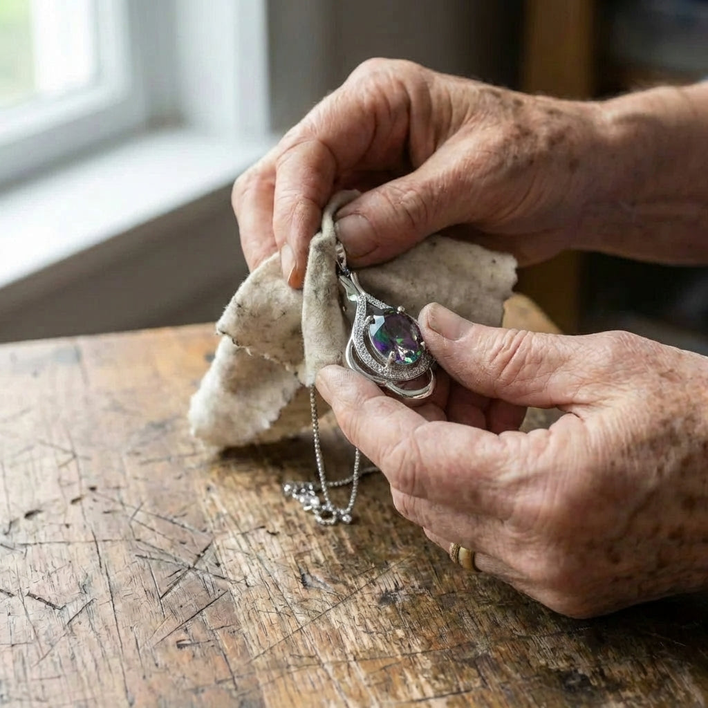 Silver Multicolor Gem Pendant Necklace