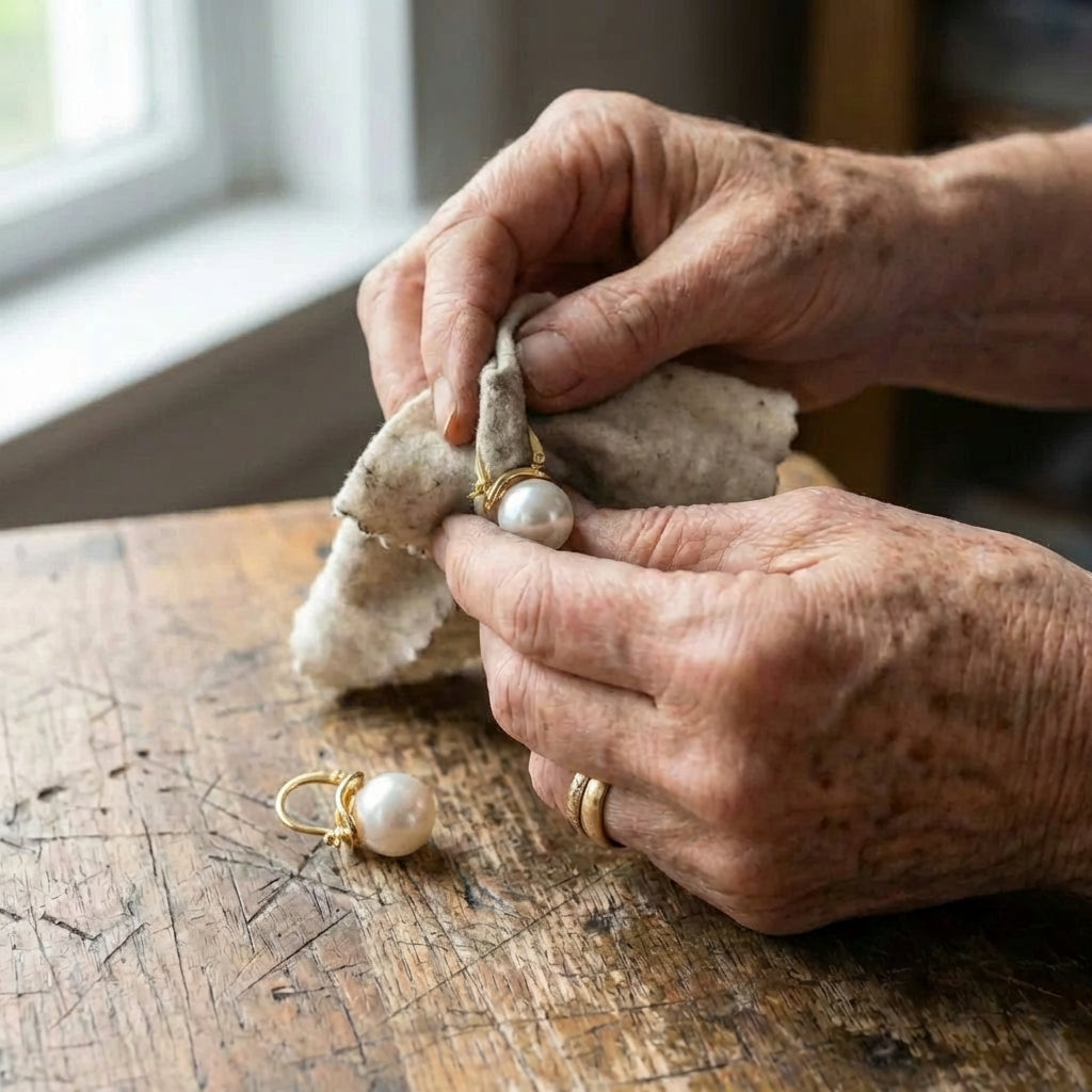 Thick Pearl Earrings In Gold
