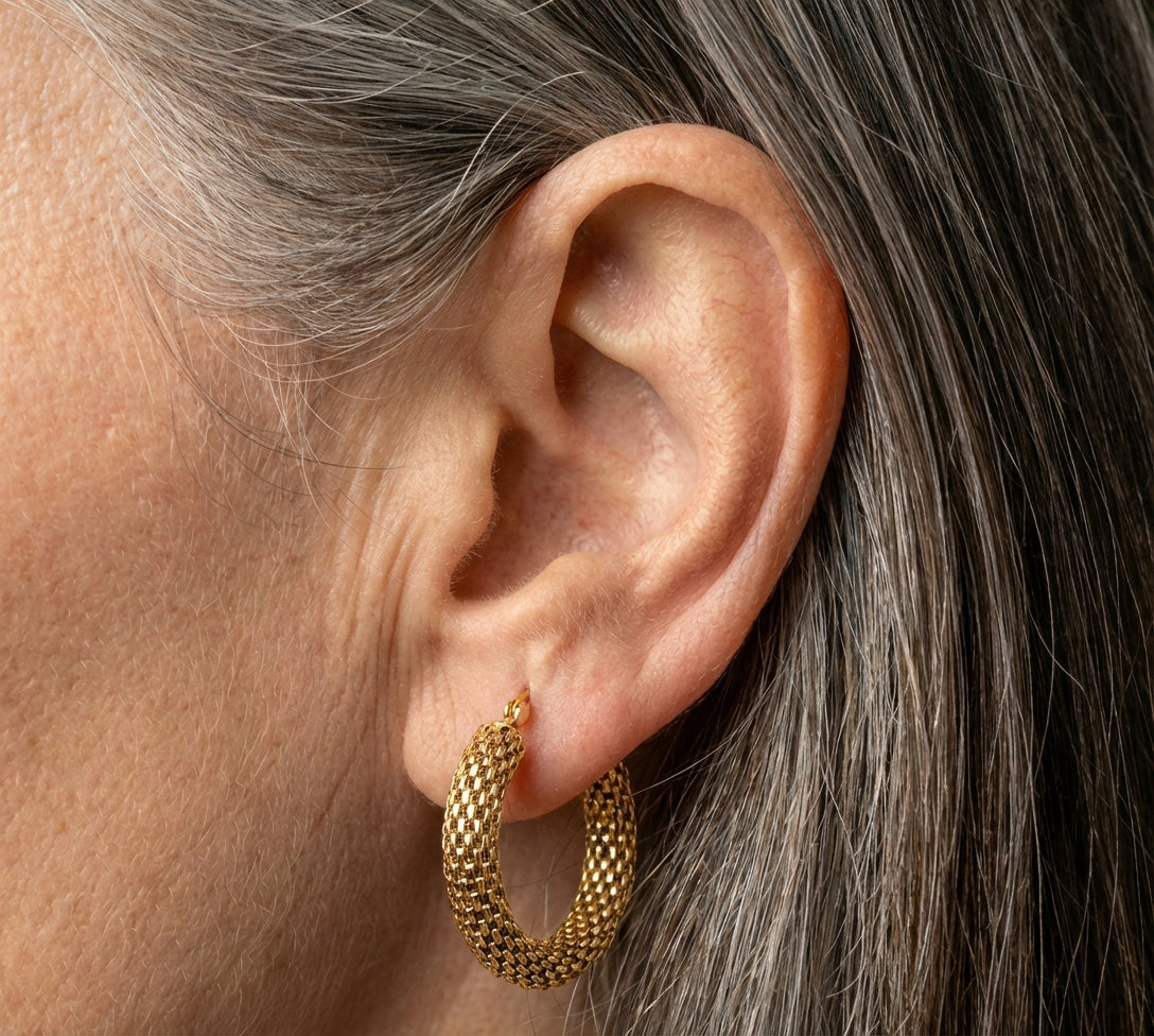 Trendy Hoop Mesh Gold Earrings