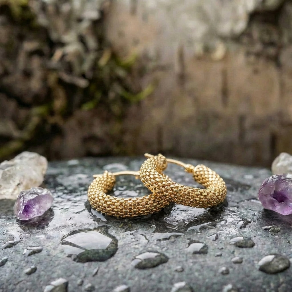 Trendy Hoop Mesh Gold Earrings