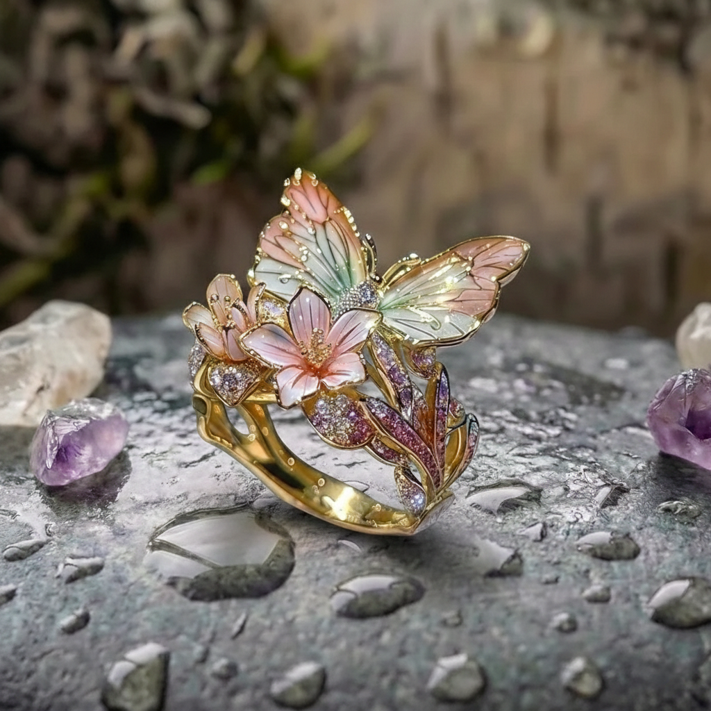 A Vintage Golden Brimhaven Floral Ring
