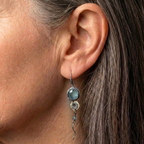 A Blue Stone Cross Earring Set