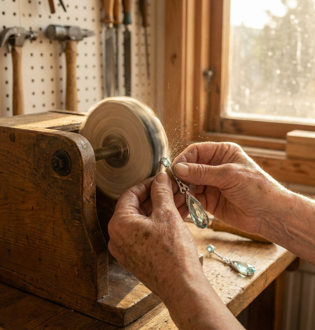 A Vintage Art Deco Aquamarine Drop Earring Set