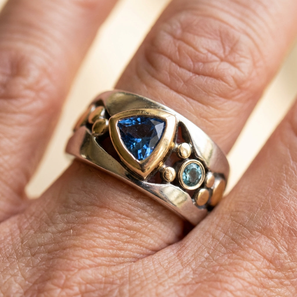 A Vintage Blue Crystal Ring