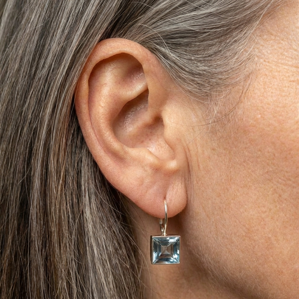 Vintage Blue Cubic Glass Earrings