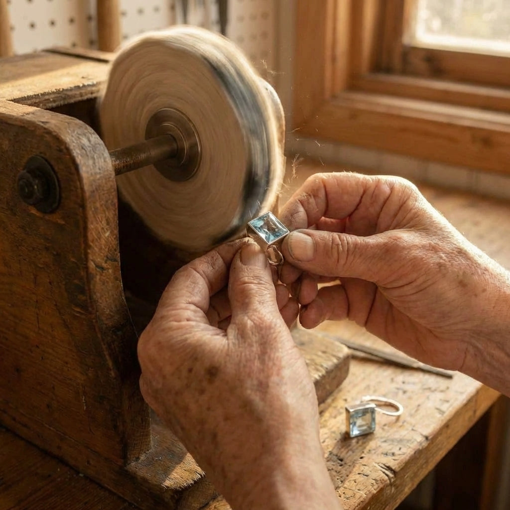 Vintage Blue Cubic Glass Earrings