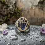 A Vintage Blue Flower Gold Ring