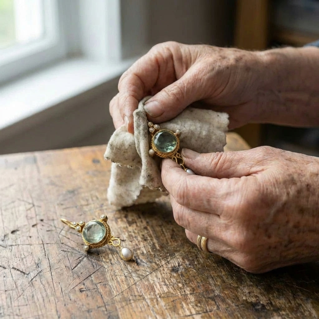 Vintage Blue Glass & Pearl Drop Earrings
