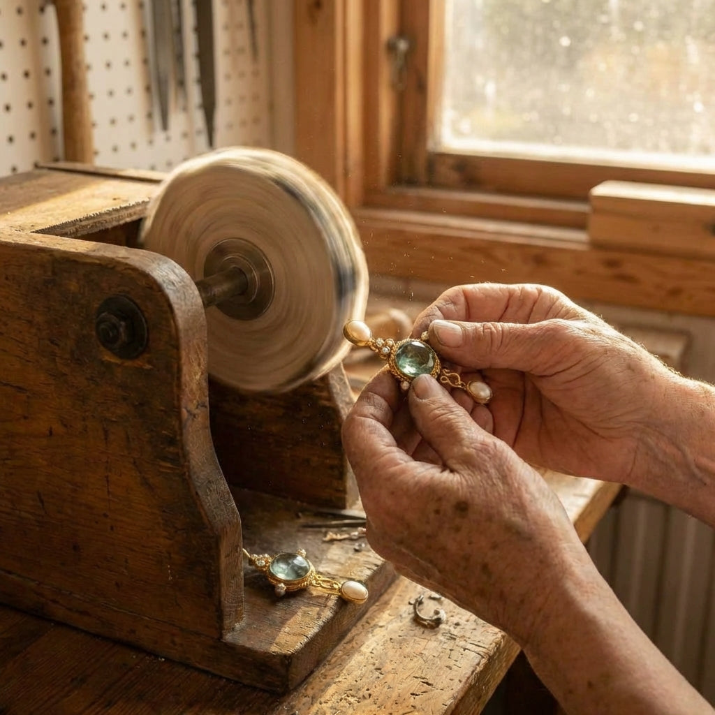 Vintage Blue Glass & Pearl Drop Earrings