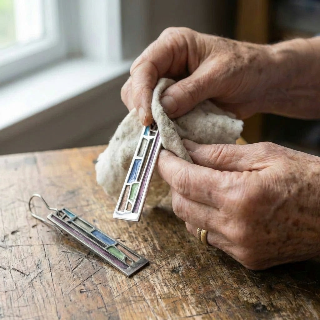 Vintage Colorful Silver Earrings