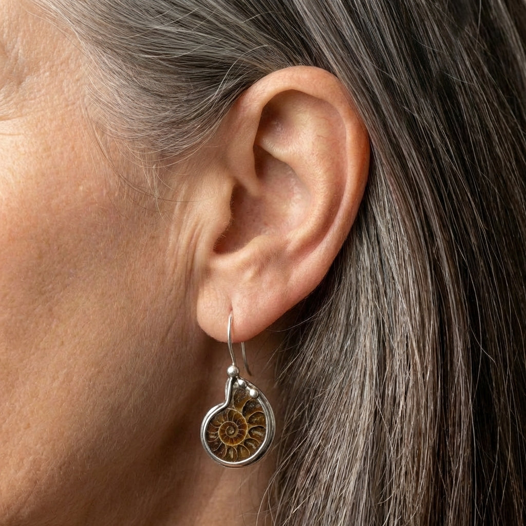 Vintage Conch Silver Earrings