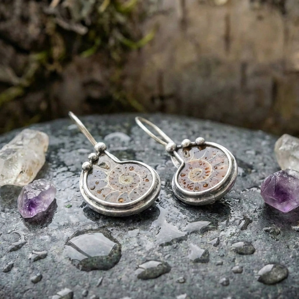 Vintage Conch Silver Earrings