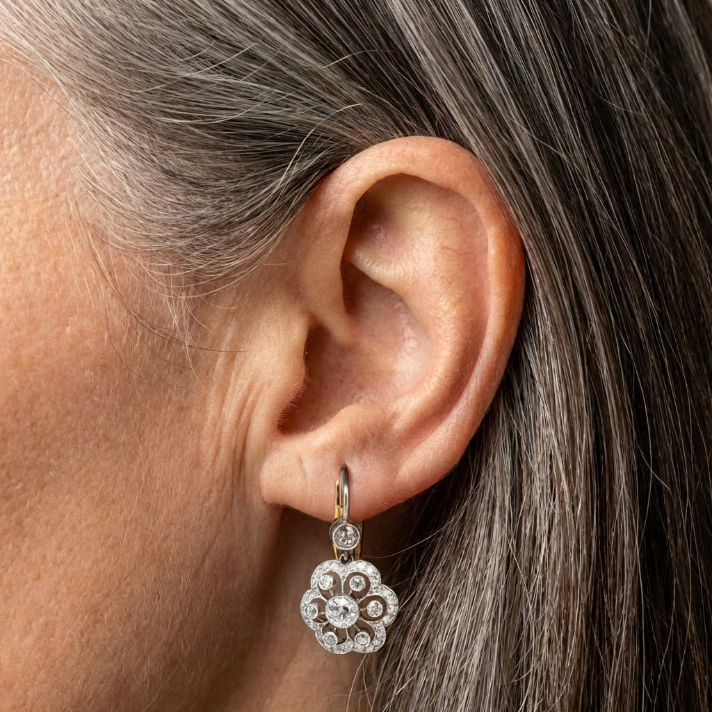 A Vintage Crystal Mandala Earring Set