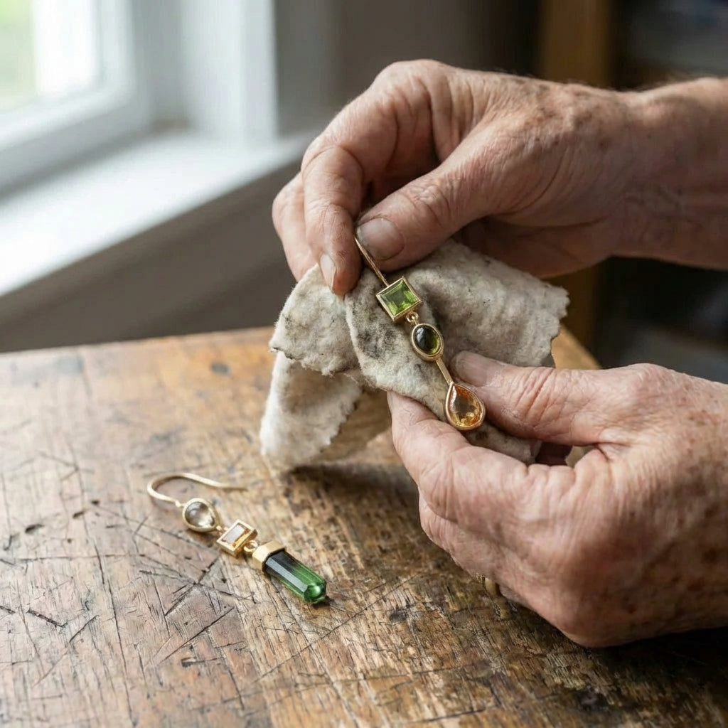 Vintage Dangling Green & Orange Earrings