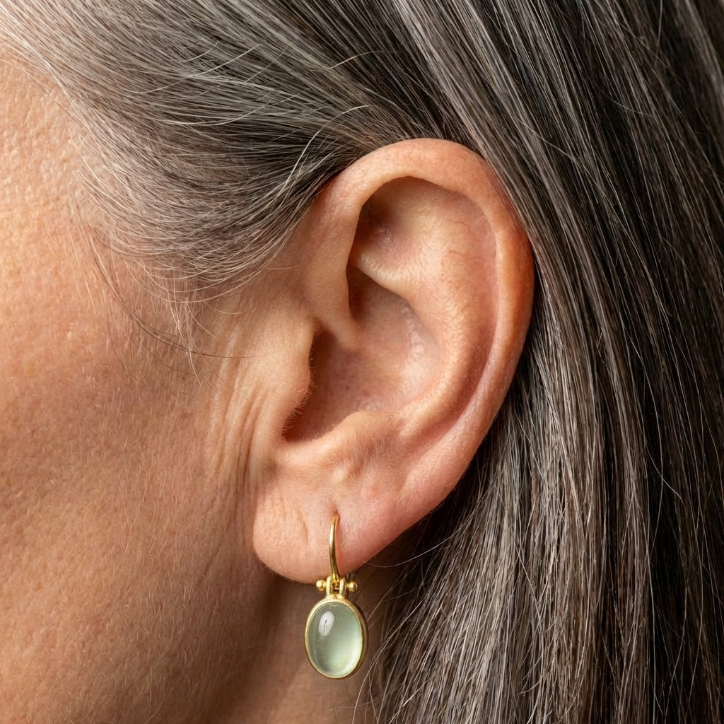 Vintage Earrings With Green Moonstone