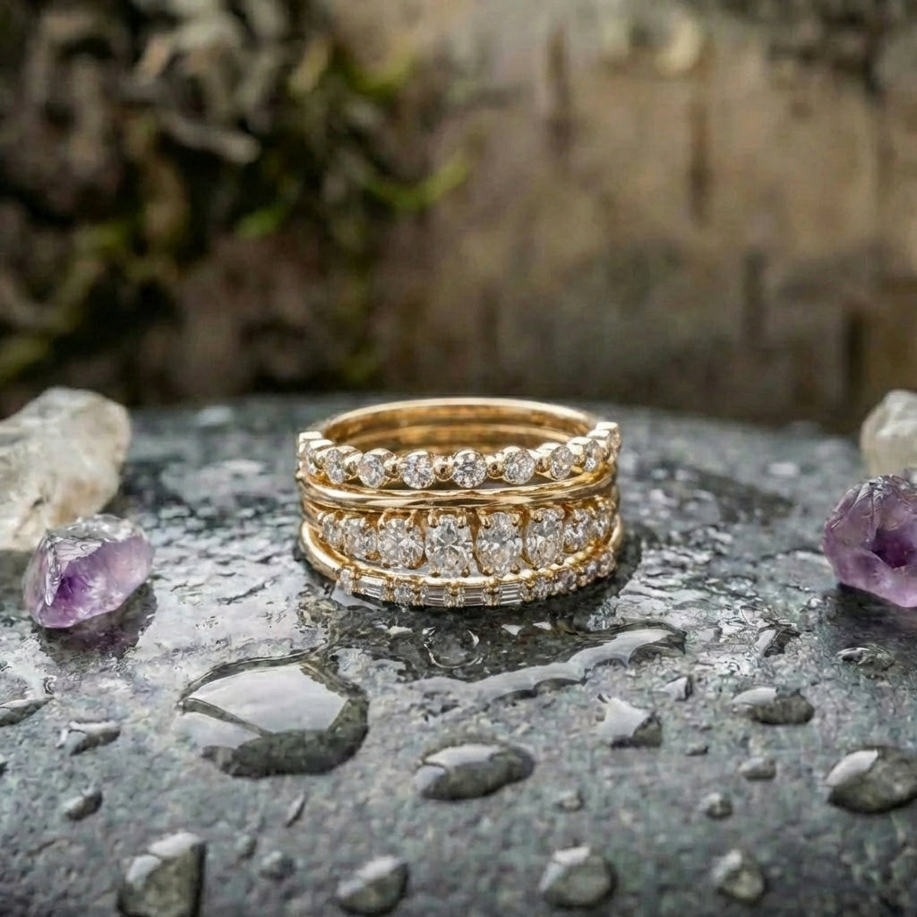 Vintage Elegant Zirconia Ring Set