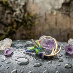 A Vintage Enamel Hummingbird Hoop Earring Set