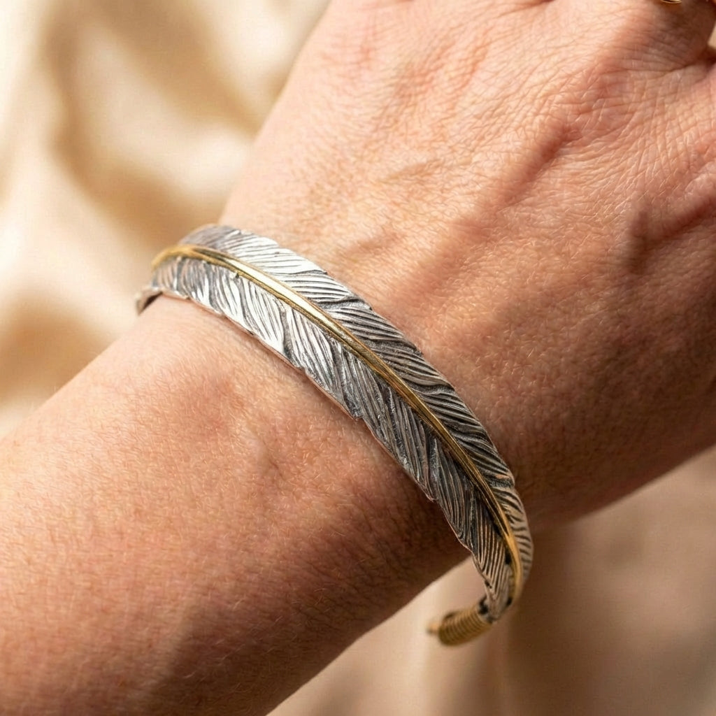 Vintage Feather Cuff Adjustable Bracelet