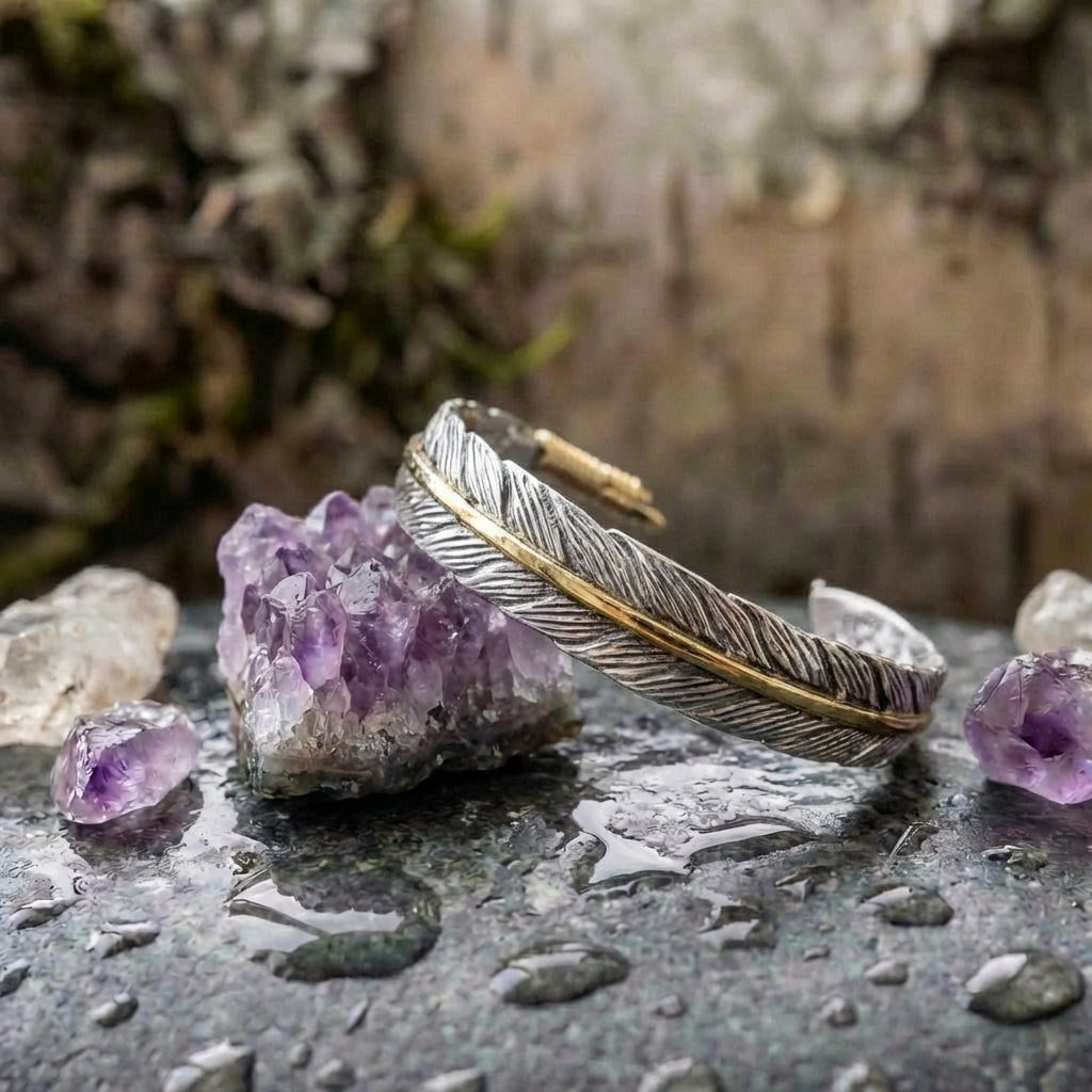 Vintage Feather Cuff Adjustable Bracelet