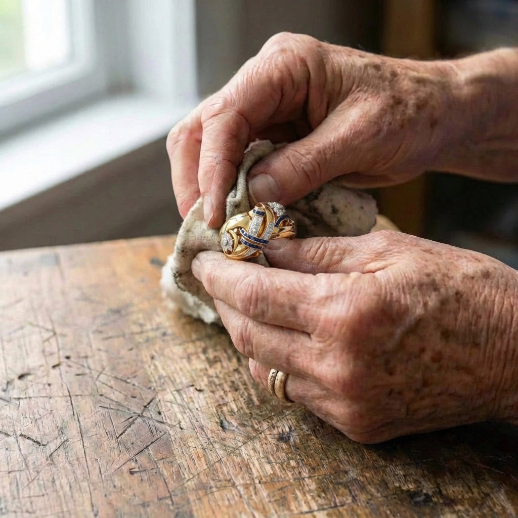 A Vintage Gold Blue Zirconia Ring