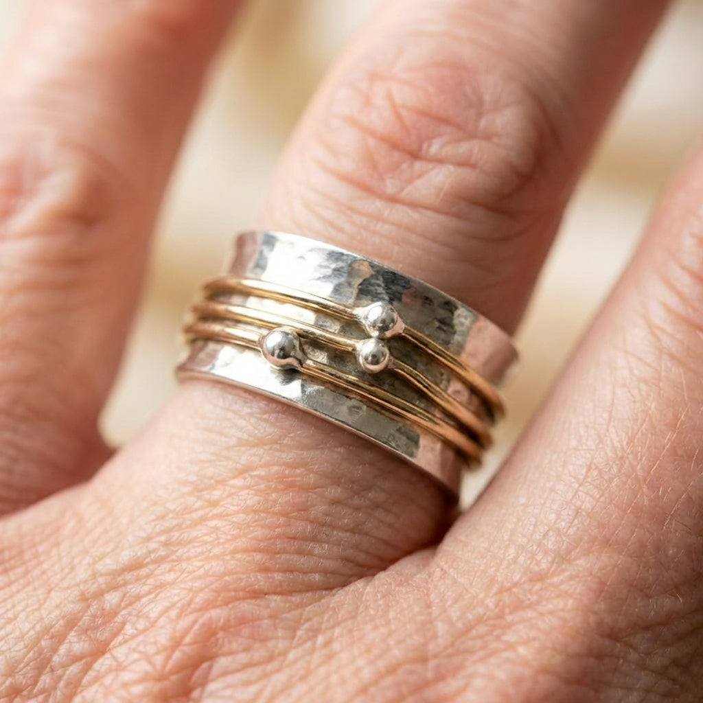 A Vintage Gold Layered Silver Ring