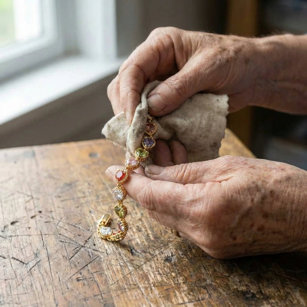 Vintage Gold Love Heart Rainbow Bracelet