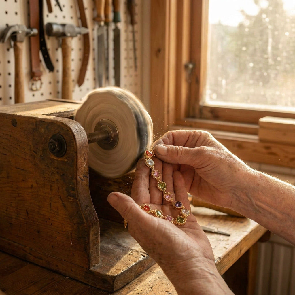 Vintage Gold Love Heart Rainbow Bracelet