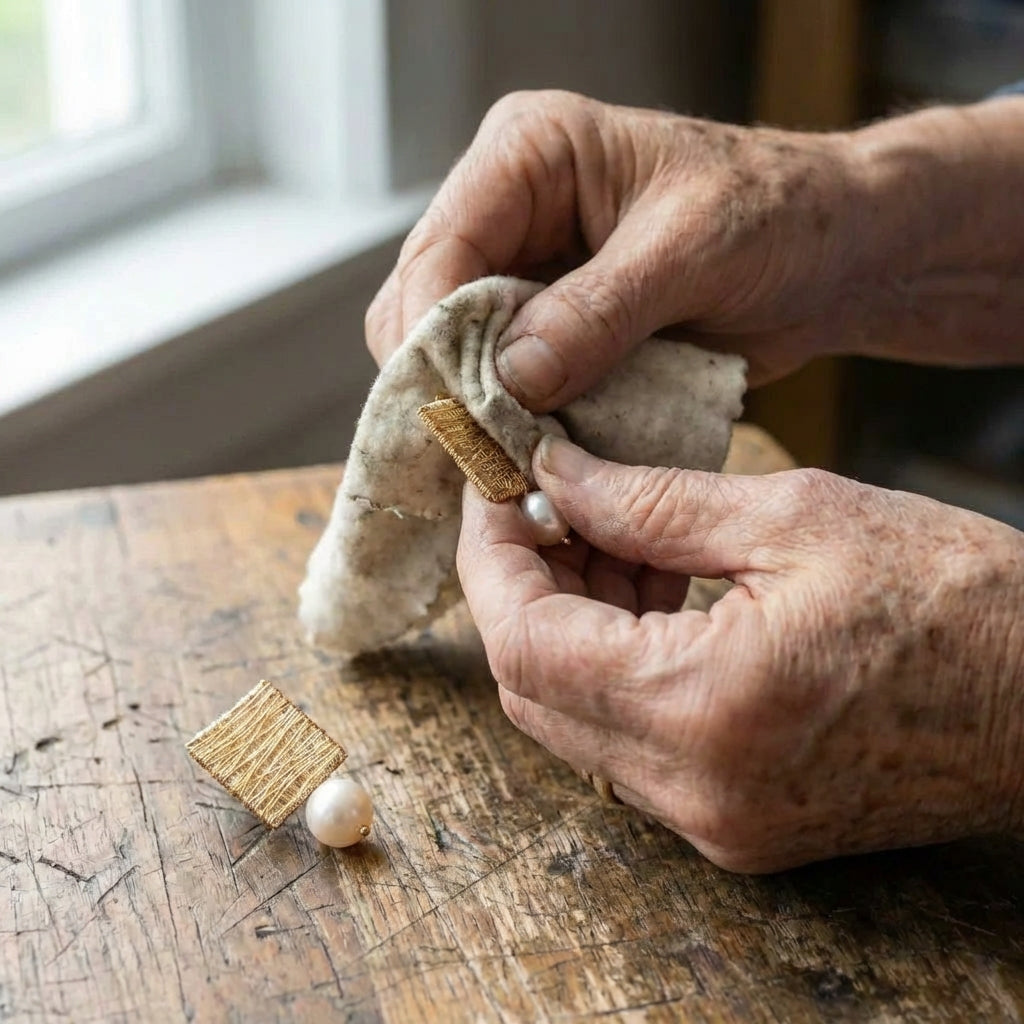 Vintage Golden Threads With Pearls Earrings